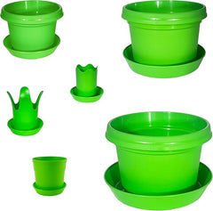 12-Piece Flower Pot and Saucer Set, (2"–12")