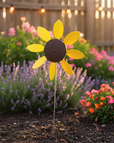 Full Bloom 14 inch Spinning Daisies (Pack of 9) Beloit Plastics Lawn Pinwheels, 29" Tall Pinwheel and Wind Spinners, Garden, Party Pinwheel, Flower Spinner, for Patio, Lawn & Garden