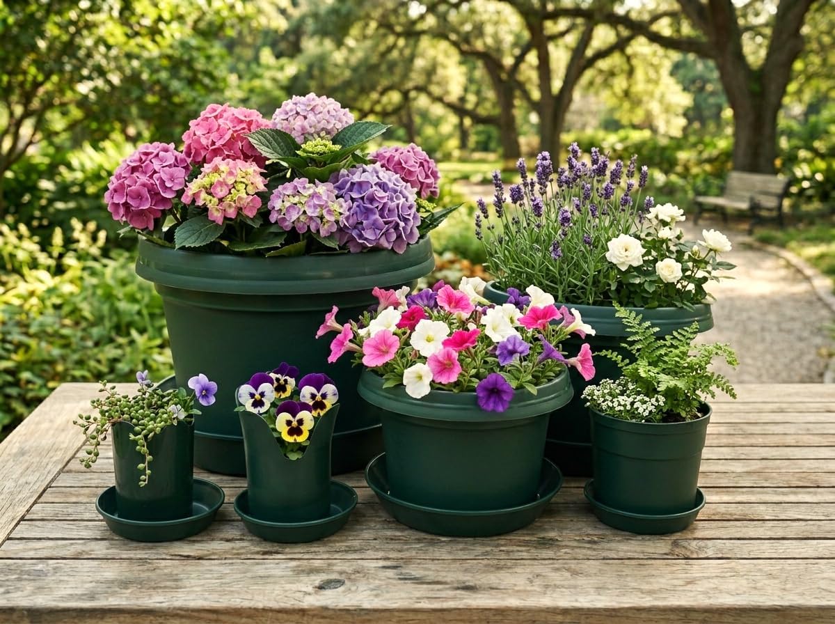 12-Piece Flower Pot and Saucer Set, (2
