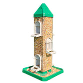 Bird Feeder seed chamber is a rectangle shape that is 3 inches by 3 inches by 14 inches tall.