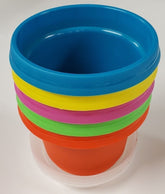 7 inch Bright Multi Colors Pots with Saucers- (Case of 5) - Plastic...