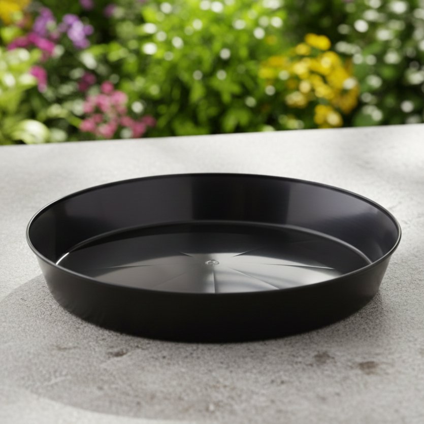 black plant saucer Austin Planter 18 in. Single Plant Saucer Colored Black - Polypropylene
