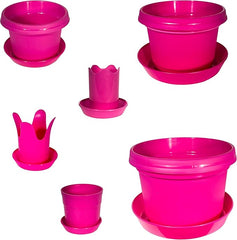 12-Piece Flower Pot and Saucer Set, (2"–12")