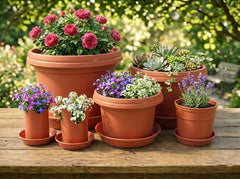 12-Piece Flower Pot and Saucer Set, (2"–12")