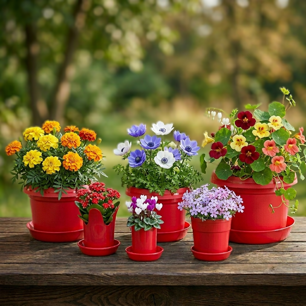 Austin Planter Plastic Flower Pot, Seedling & Nursery Planter with Saucers or hangers