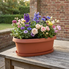Austin Planter 17 inch by 9 inch Oval Pot with matching Saucer
