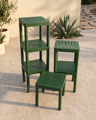 14 Inch Square Plastic Table Stackable Indoor Outdoor 14 Inch High Resin Recyclable For Shelving