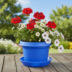 Austin Planter Pots with Matching Saucers or Hangers, red white and blue