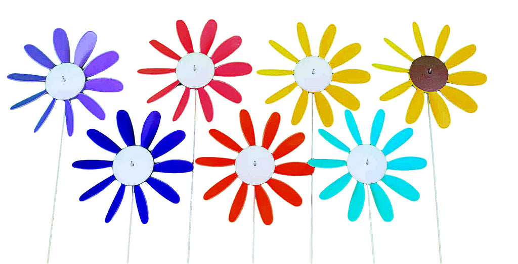 Spinning Daisy, 3 sizes, various colors.