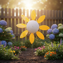 Full Bloom 14 inch Spinning Daisies (Pack of 9) Beloit Plastics Lawn Pinwheels, 29" Tall Pinwheel and Wind Spinners, Garden, Party Pinwheel, Flower Spinner, for Patio, Lawn & Garden