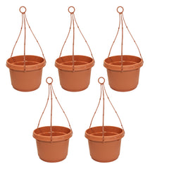 Austin Planter Hanging Flower Pots with Hangers, 11 inch, Terra Cotta, 5 Pack, seedlings Planter, Nursery Planter, Colorful Flower Planter, Seed Starting Pot with Hanger