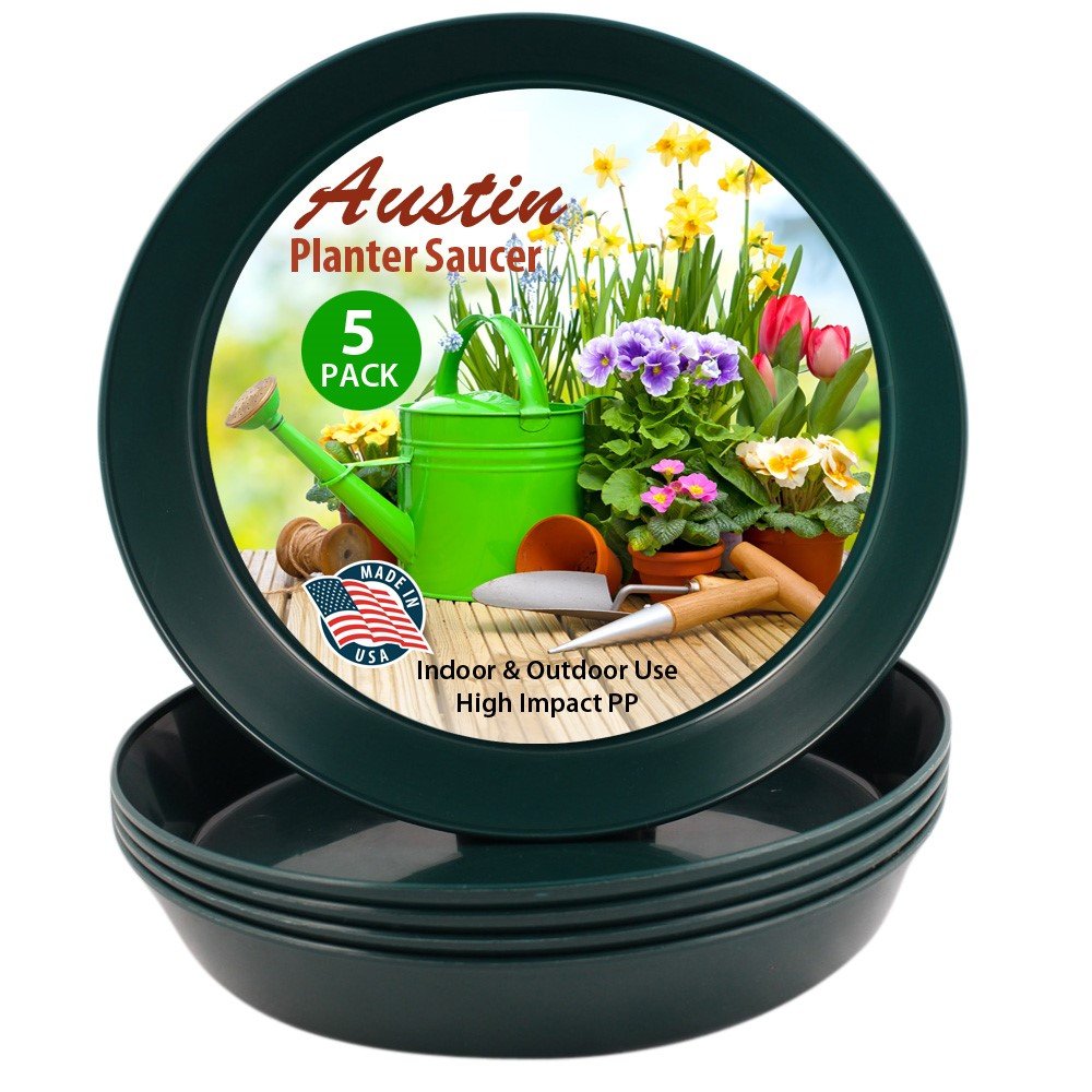 Austin Planter Saucers, Hunter Green Tray and Drip Pan,