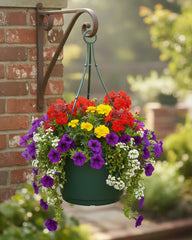 Austin Planter Plastic Hanging Flower Pots with Hangers, 11 inch, Hunter Green, 5 Pack, seedlings Planter, Nursery Planter, Colorful Flower Planter, Colorful Pots with Hangers