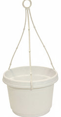 Austin Planter, Plastic Hanging Flower Pot, (7 inch, White Granite) 5 Pack