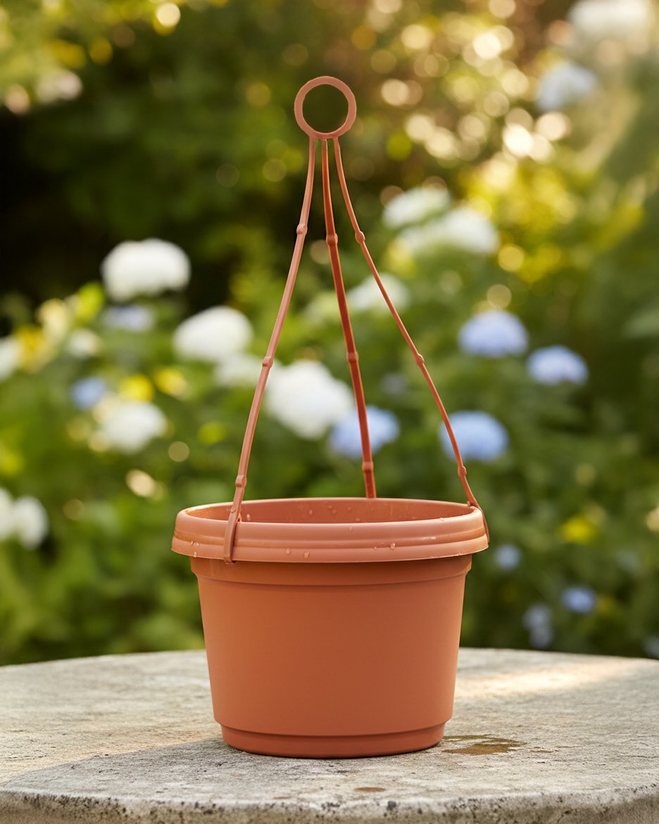 Austin Planter, Plastic Hanging Flower Pot, (7 inch, Terra Cotta) 5 Pack