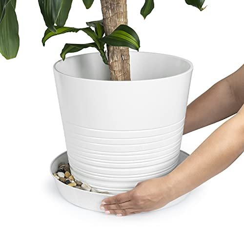 Austin Planter Saucers - White Granite Colored Tray and Drip pan.