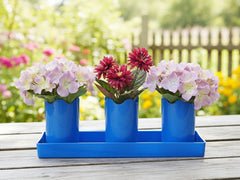 Austin Planter 2 inch Wavy with Saucers 5 Pack Sea Blue