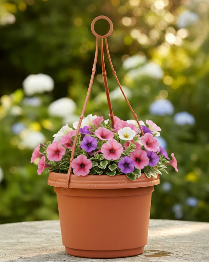 Austin Planter 9 inch Hanging Flower Pots Terra Cotta Colored Polypropylene (5 Pack) Made in USA