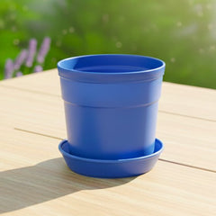Austin Planter Plastic Flower Pots with Saucers, 4 inch, Sea Blue, 5 Pack, s Planter, Nursery Planter, Colorful Pots with Saucers