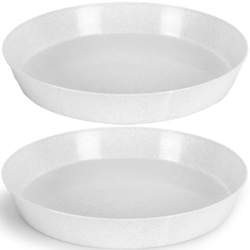 Austin Planter Saucers - White Granite Colored Tray and Drip pan.