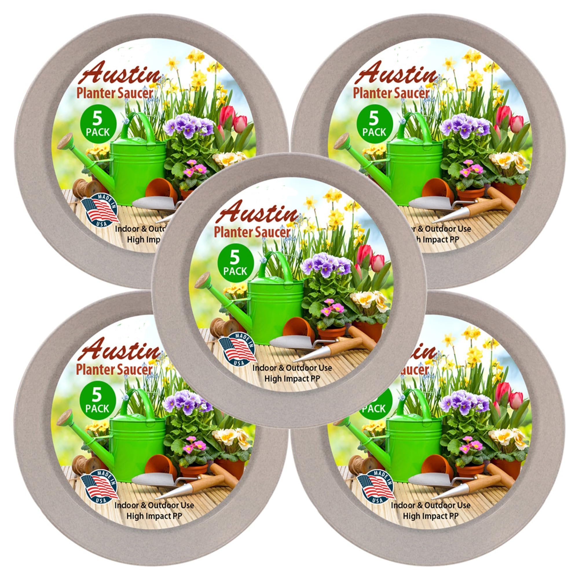 Austin Planter Saucers - White Granite Colored Tray and Drip pan.