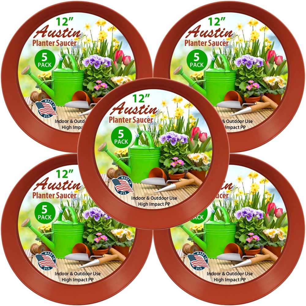 saucers for indoor plants Austin Planter 18 in. Plant Saucer Colored Terra Cotta - Polypropylene - 16.3 in. Base