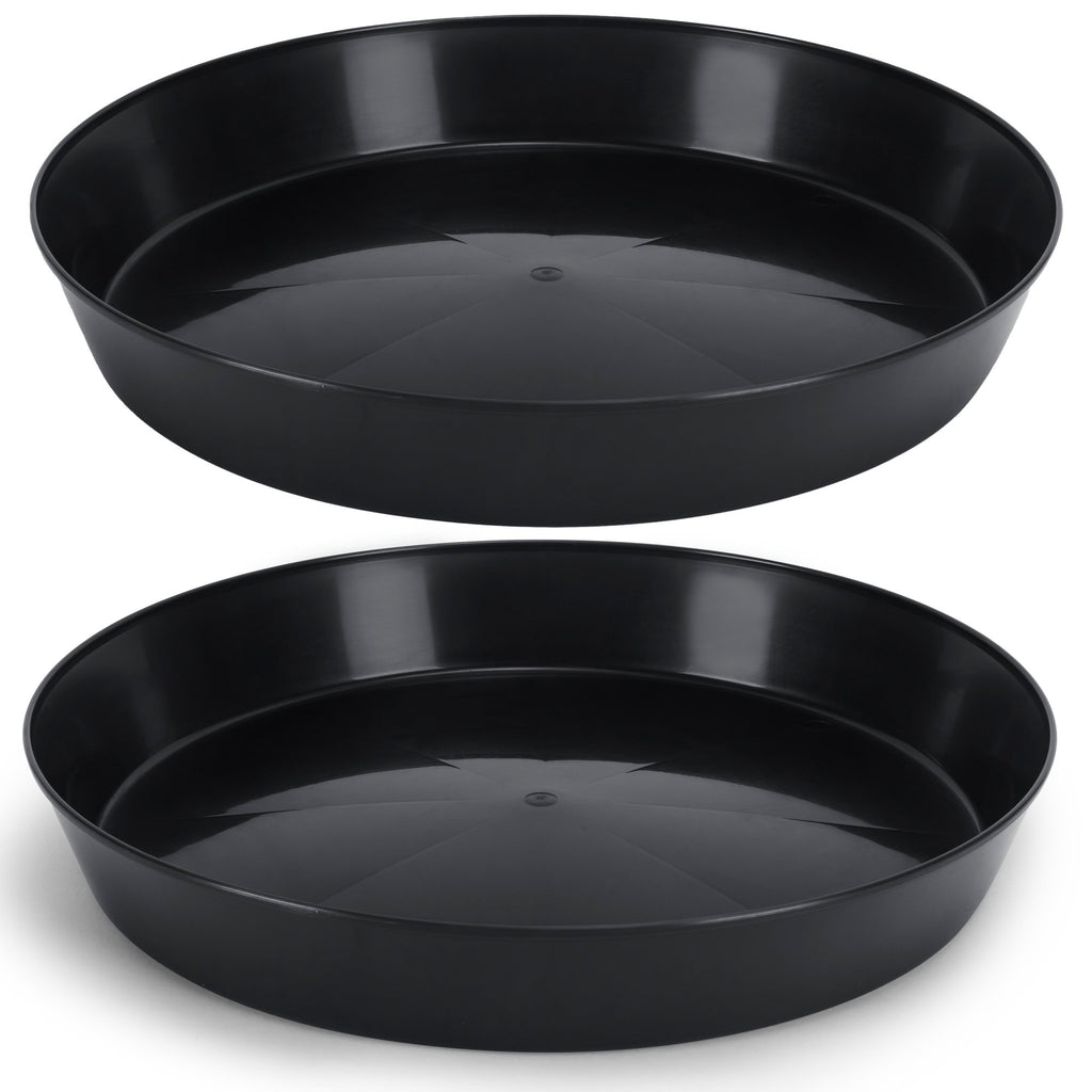 Austin Planter Saucers, Black Tray and Drip Pan