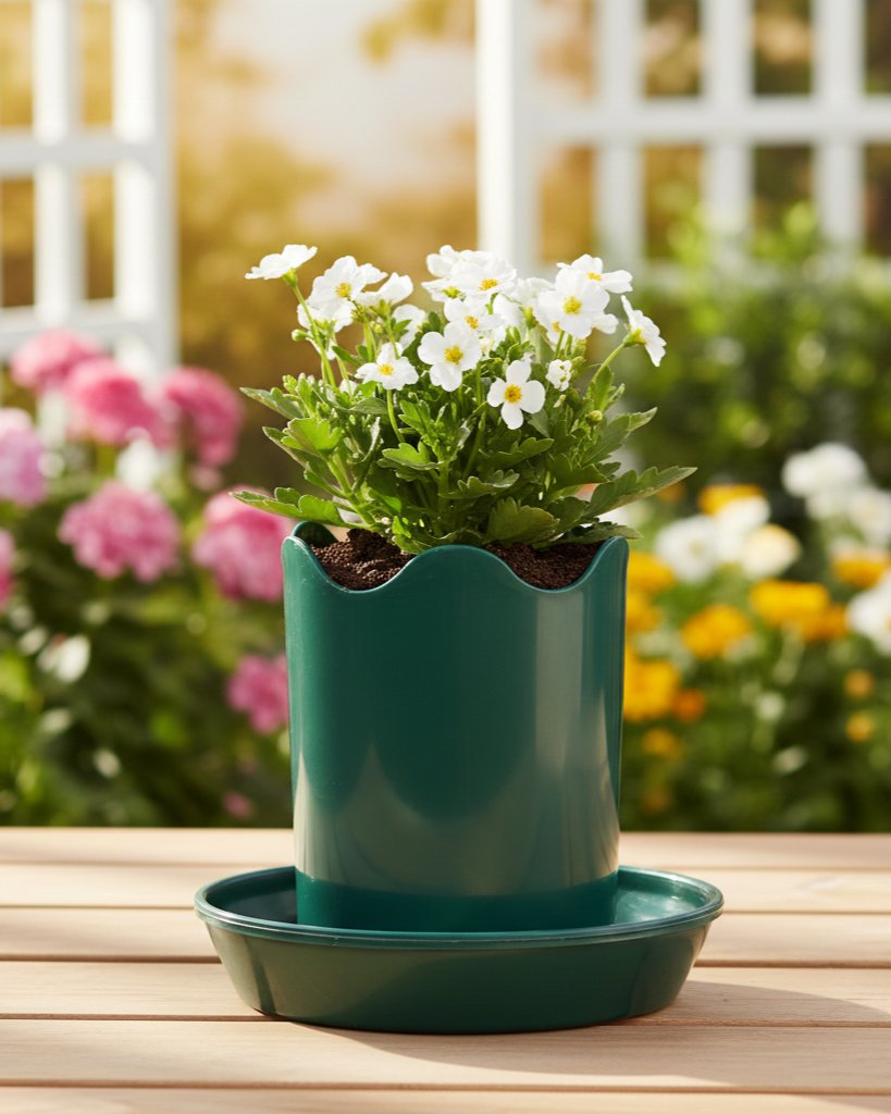 Austin Planter 2 inch Wavy with Saucers 5 Pack Hunter Green