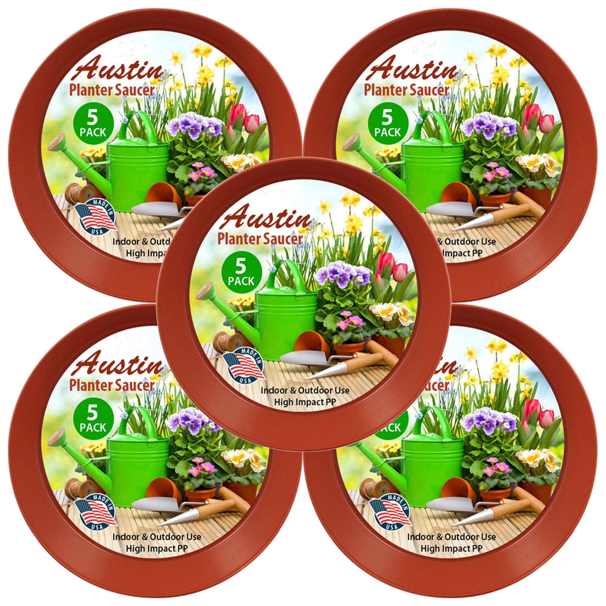 Austin Planter Saucers, Terra Cotta Colored Tray and Drip Pan