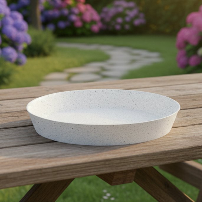 Austin Planter Plant Saucer White Granite Colored Polypropylene -Indoor/Outdoor -Made in USA