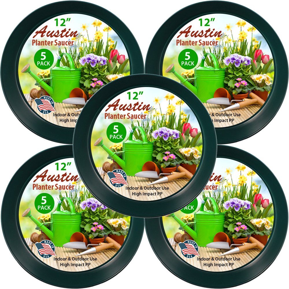 Austin Planter Saucers, Hunter Green Tray and Drip Pan,