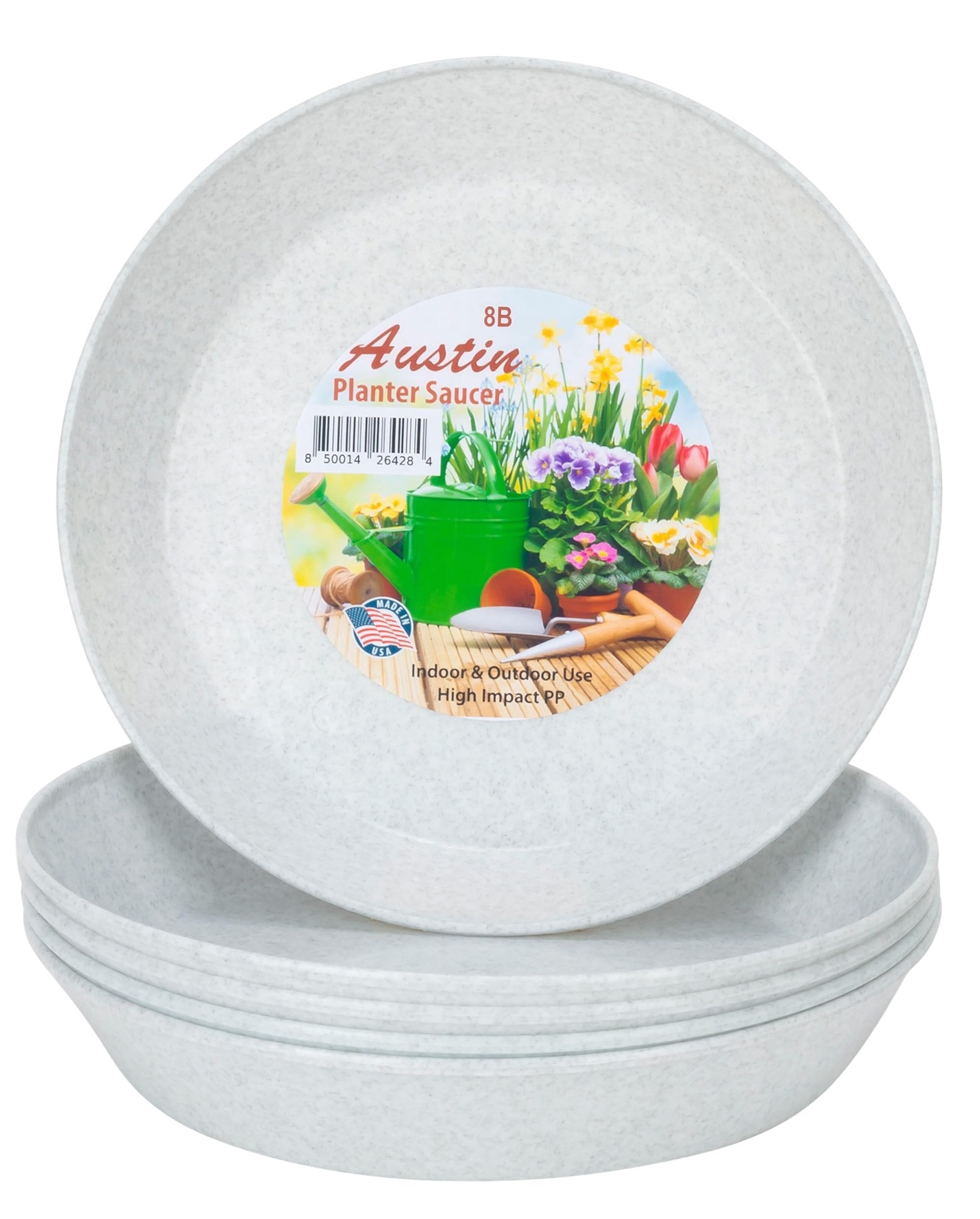 Austin Planter Saucers - White Granite Colored Tray and Drip pan.