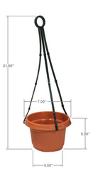 Austin Planter, Plastic Hanging Flower Pot, (7 inch, Terra Cotta) 5 Pack