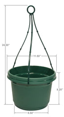 Austin Planter Plastic Hanging Flower Pots with Hangers, 11 inch, Hunter Green, 5 Pack, seedlings Planter, Nursery Planter, Colorful Flower Planter, Colorful Pots with Hangers