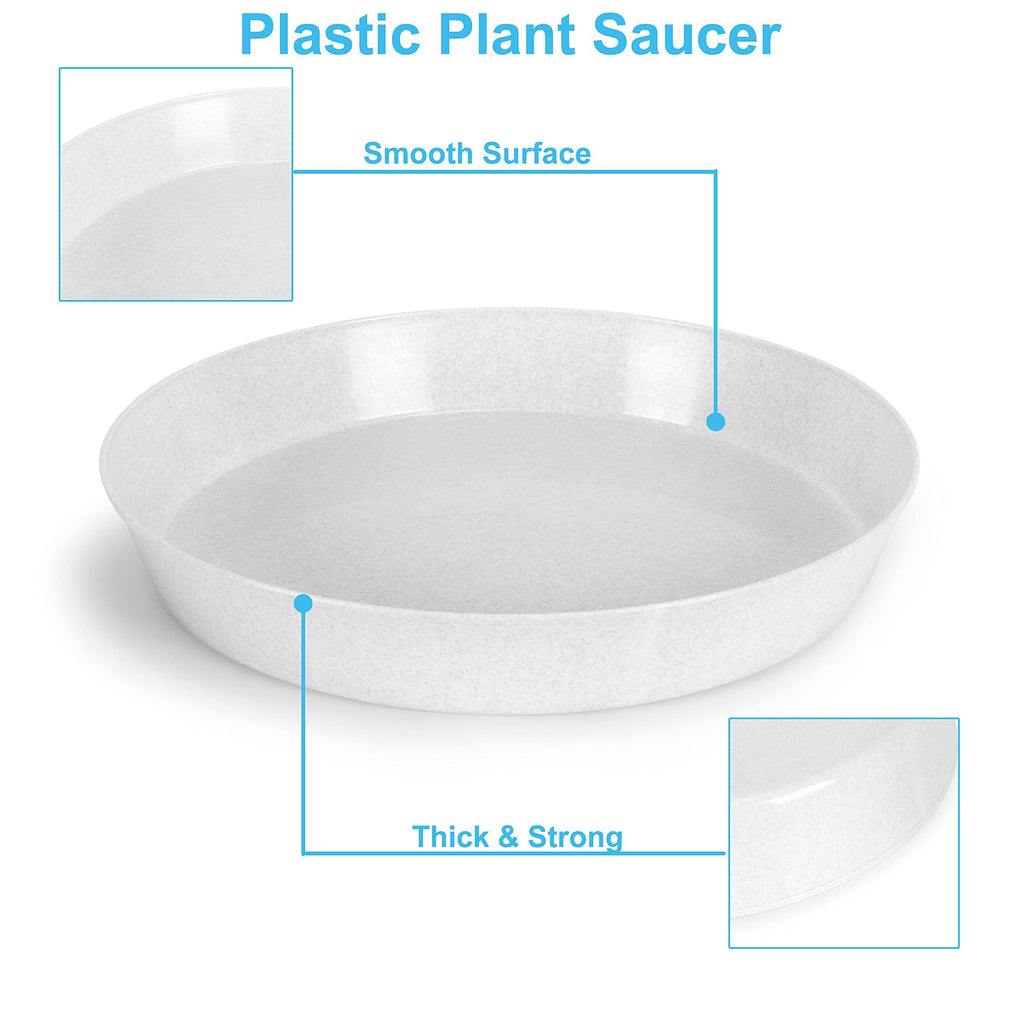 Austin Planter Saucers - White Granite Colored Tray and Drip pan.