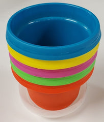 7 inch Bright Multi Colors Pots with Saucers- (Case of 5) - Plastic...