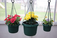 Austin Planter Plastic Hanging Flower Pots with Hangers, 11 inch, Hunter Green, 5 Pack, seedlings Planter, Nursery Planter, Colorful Flower Planter, Colorful Pots with Hangers