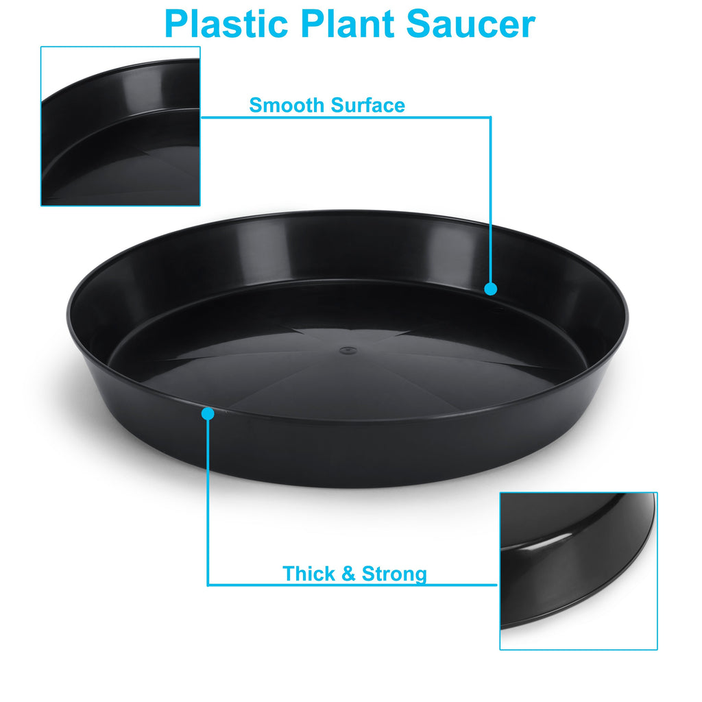 Austin Planter Saucers, Black Tray and Drip Pan