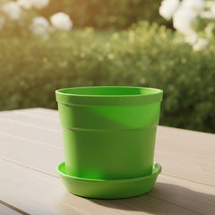 Austin Planter Plastic Flower Pots with Saucers, 4 inch, Lime Green, 5 Pack, Planter, Nursery Planter, Colorful Flower Pots with Saucers