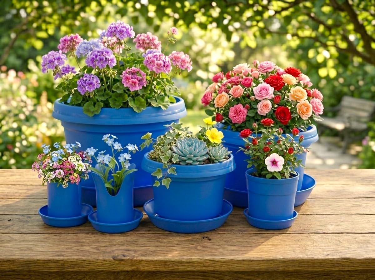 12-Piece Flower Pot and Saucer Set, (2