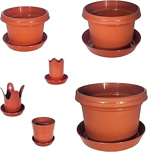 plant pot plates 12-Piece Flower Pot and Saucer Set, (2"–12") – Austin Planter