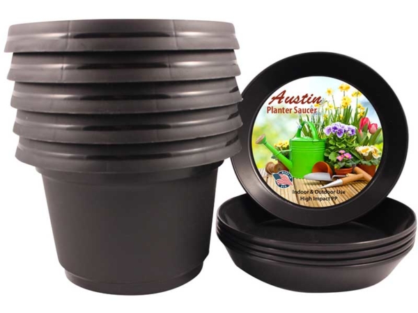 Austin Planter Pot with Saucer - Black
