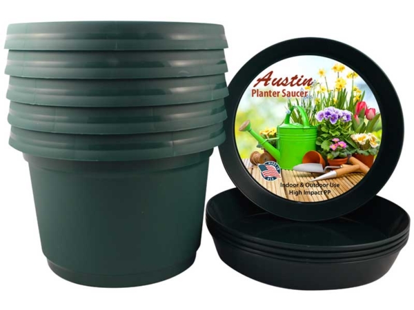 Austin Planter Pot with Saucer - Hunter Green