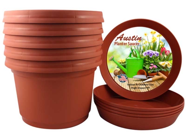 Austin Planter Pot with Saucer - terra cotta
