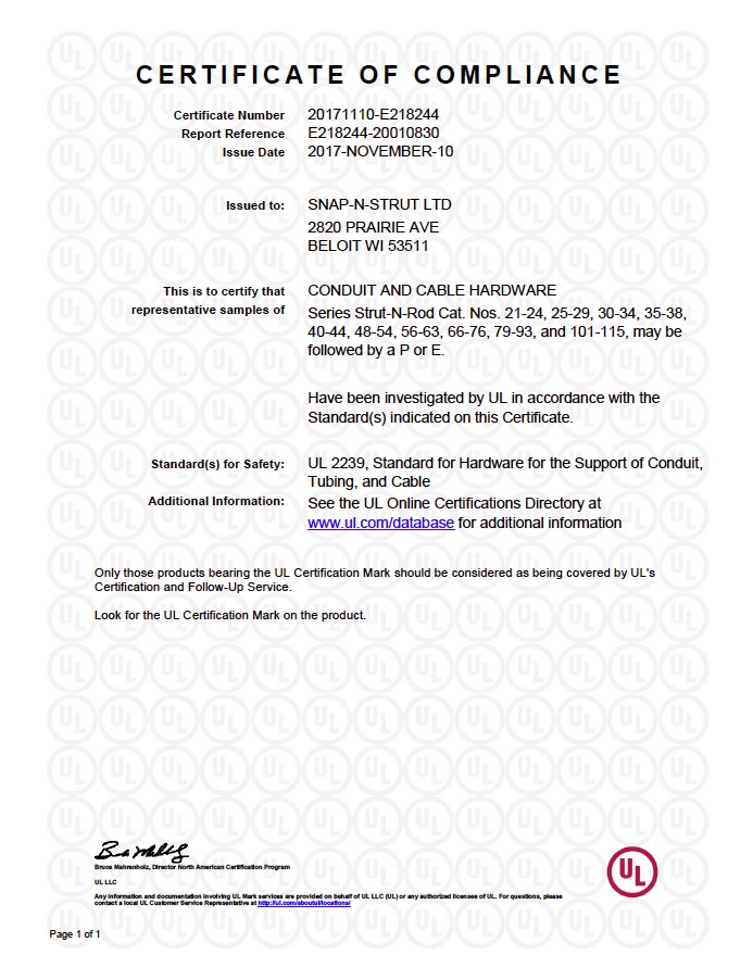 UL Certificate | Pg 2